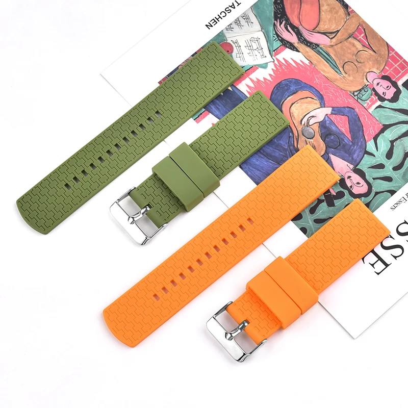 22mm Simple Style FKM Rubber Strap Wrist Watch Strap Replacement Watch Band for Smart Watch