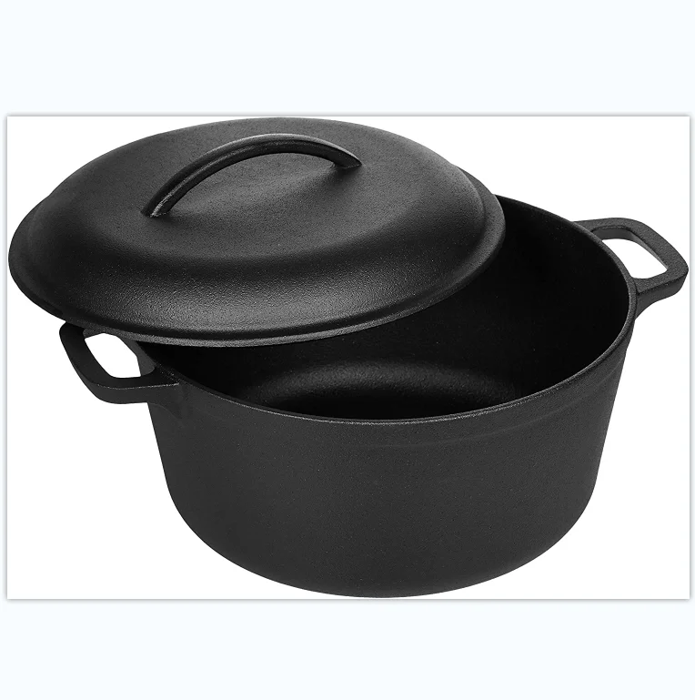 Pre-Seasoned Cast Iron Dutch Oven Pot with Lid and Dual Handles