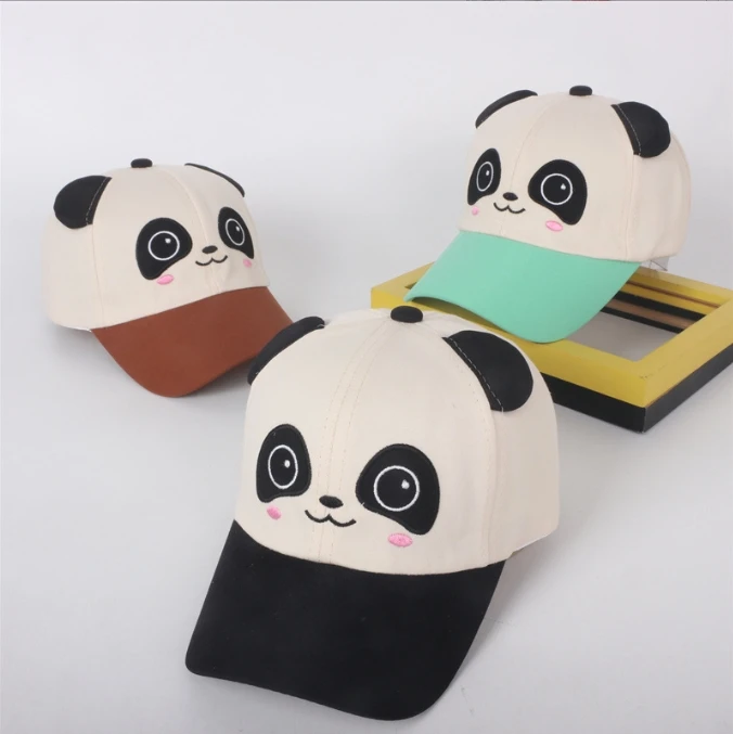Kids Panda Baseball Cap Custom Panda Logo Sports Caps 5 Panel Kids Baseball Hat