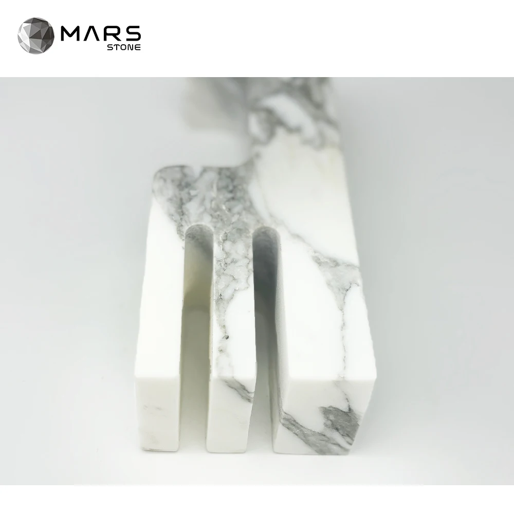 Chinese Factory Arabescato Marble Bookend White Bookshelf Natural Stone Book Ends Marble Gifts Home Decor