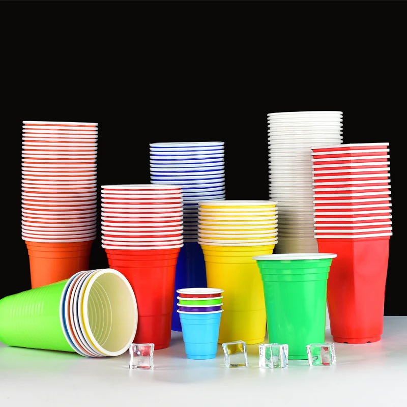 Wholesale 2oz 16oz disposable red PP party plastic cups custom beer pong cup