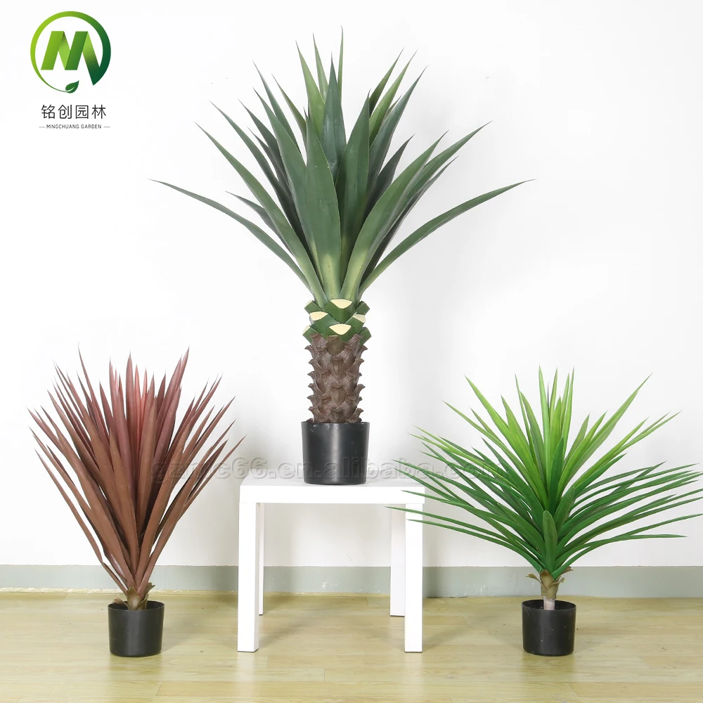 Factory Wholesale High Simulation Plastic Sisal Hemp Potted  Artificial Agave Plant Bonsai Tropical Plant for Home Decoration