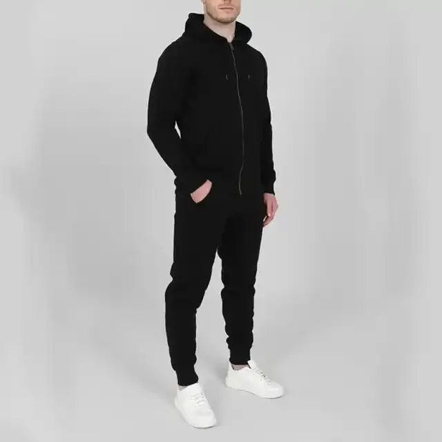 Autumn winter custom blank plain zipper sweatsuit sets polyester jogger sets mens casual 2 ps tracksuits