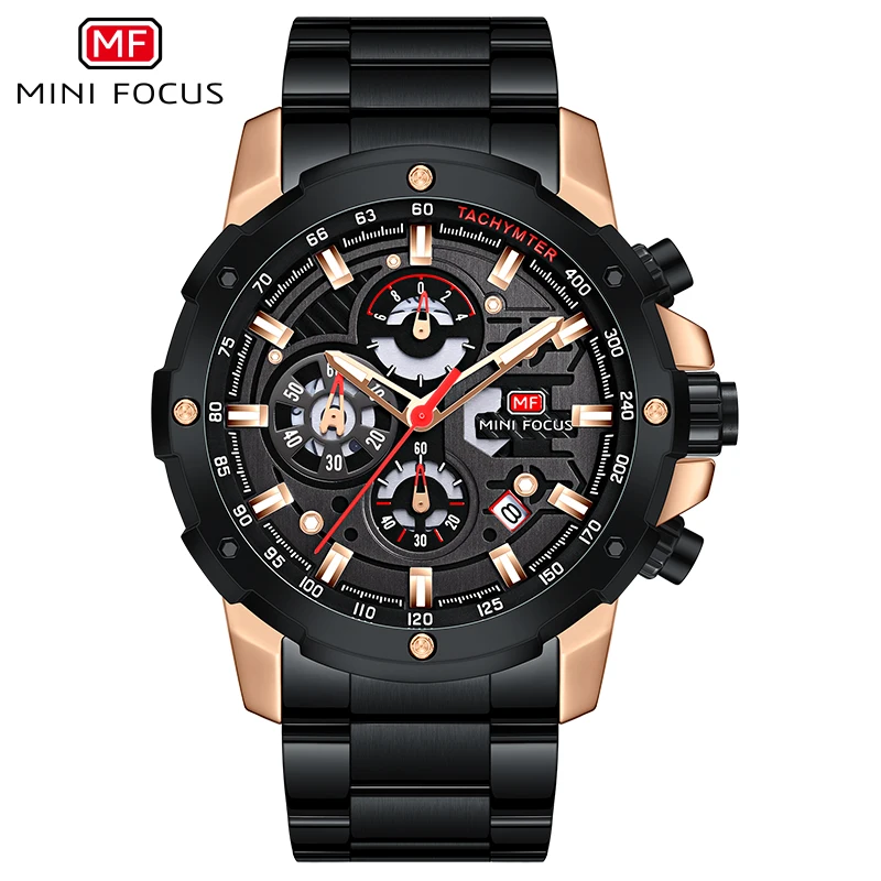Модные мужские часы MINI FOCUS MF0401G с браслетом из нержавеющей стали спортивные Кварцевые водонепроницаемые наручные хронографом для мужчин