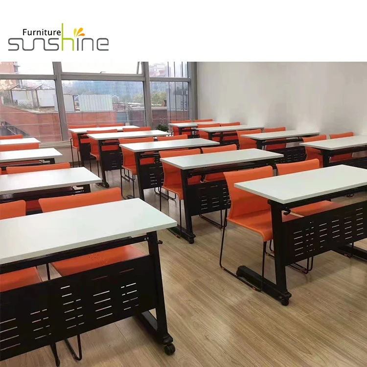 Modern Office Training Room Table Movable Study Flip Top Office Table With Wheels