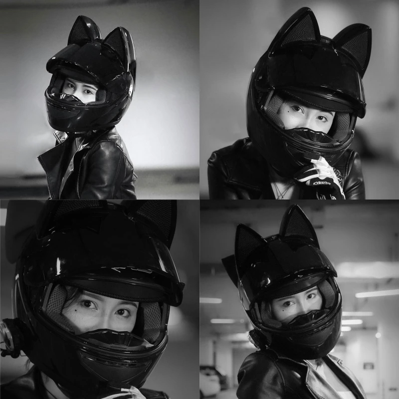 Fashion HNJ summer  motorcycle cat helmet grey bow men and women cute motorcycle helmet helmets