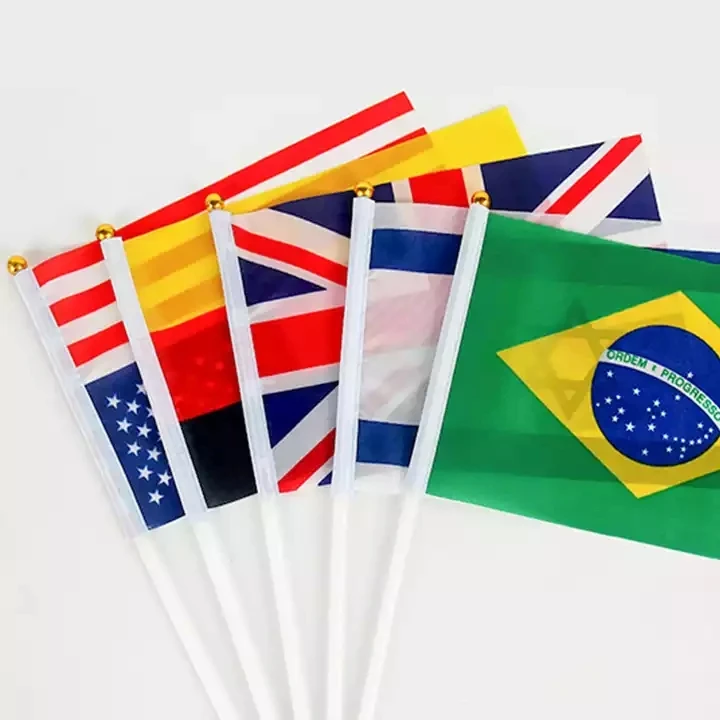 Wholesale World Cup Banner Stick Flag Country Custom World Cup Small Mini Hand Held Flags
