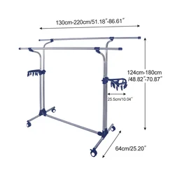 BAOYOUNI Movable Multi Functional Hanging Upright Clothes Telescopic Balcony Laundry Cloth Drying Stand Stainless Steel Rack