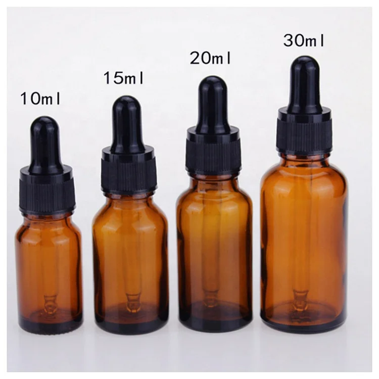 Glass amber color bottles 10ml 15ml 20ml 30ml 50ml 100ml boston round glass dropper bottle
