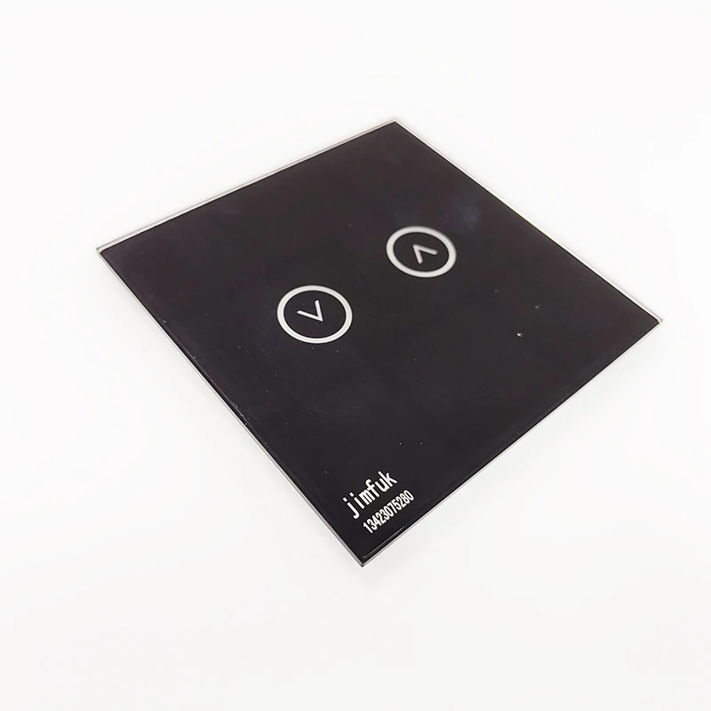 OEM Custom etch AG silk screen printing tempered glass Switch panel for home auto device