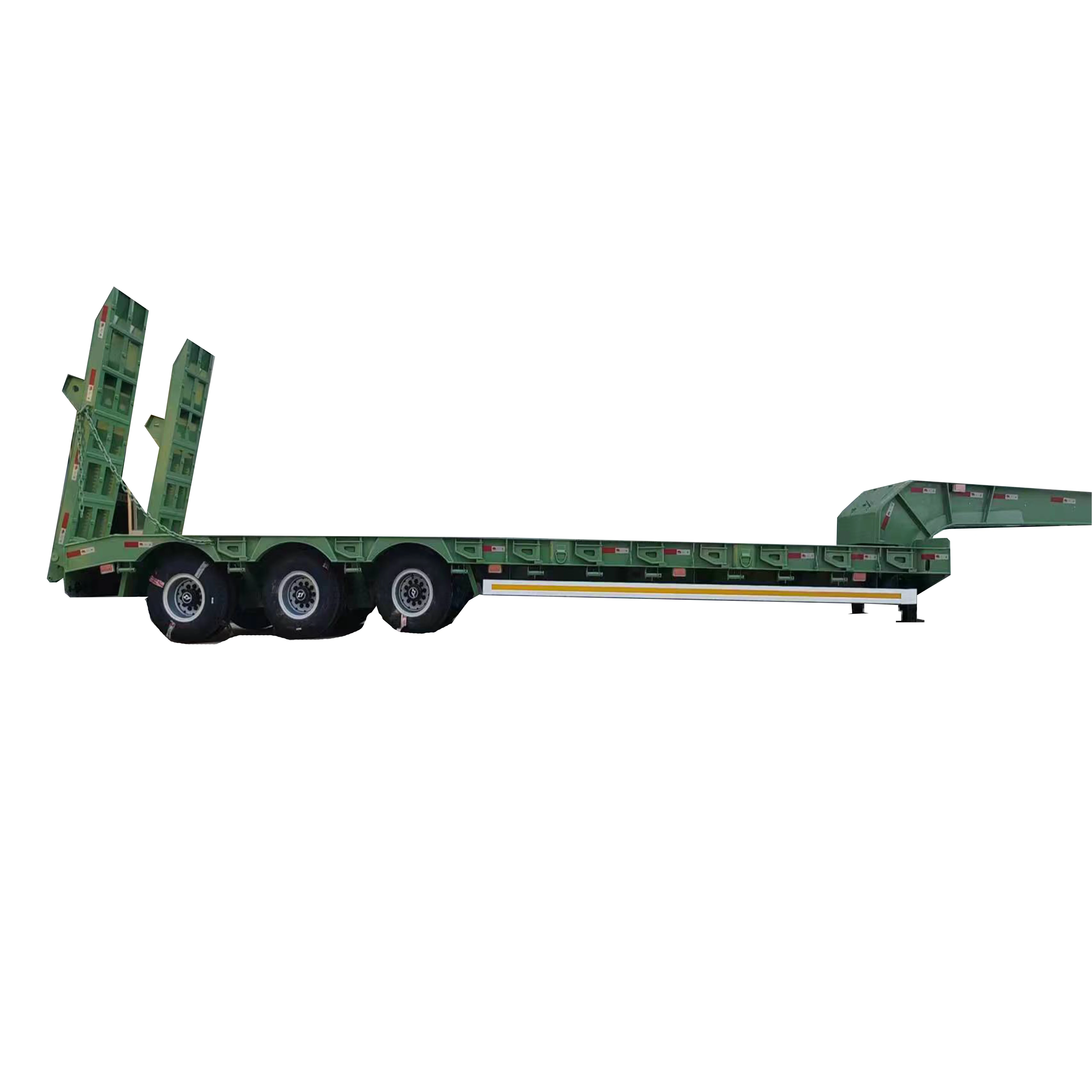 JianXing Brand 3axle Green Gooseneck Container Lowbed Semi Trailer 50Ton 60Ton Heavy Equipment Transport Semi Trailer for Sale
