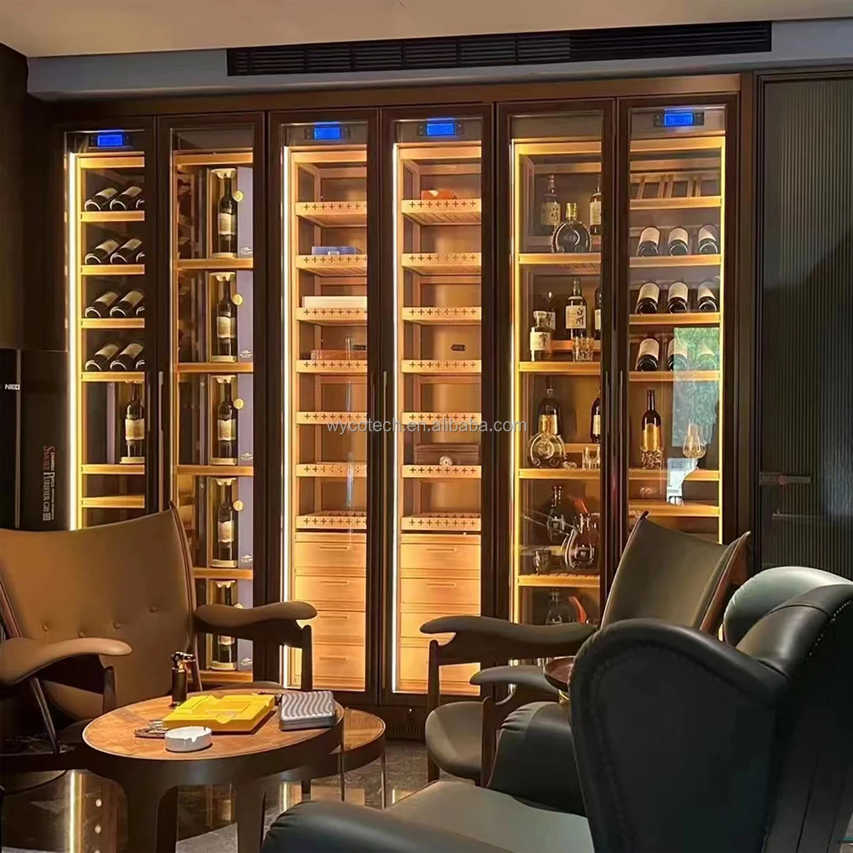 Real Constant Humidity and Temperature Customized Spain Cedar Wood Cigar Humidor Machine Modern Electric Humidor Cigars Cabinets