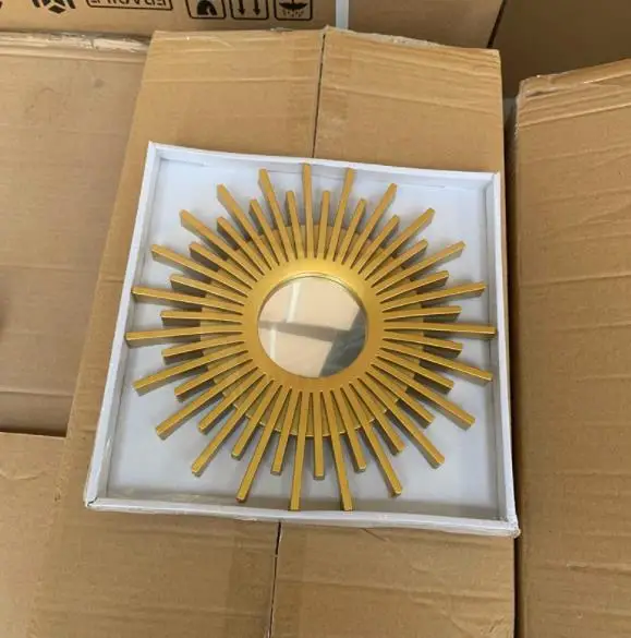 Frame Abstract Wall Art Gold Round Wall Mirror Glass Decorative Mirrors Home Decor Modern Hanging Luxury Mirror Wall Decor Metal