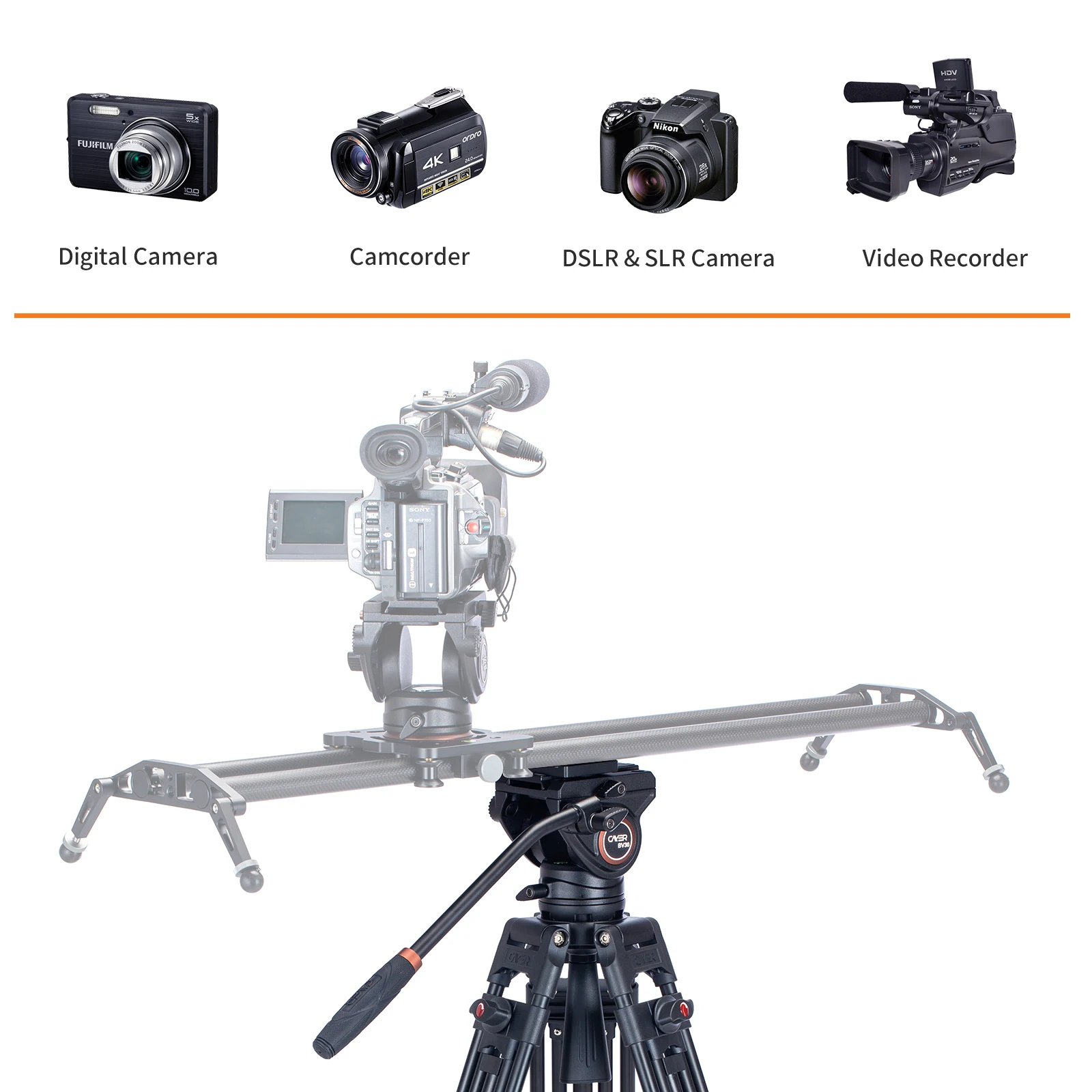Cayer BV30 hot selling aluminum heavy duty video camera professional tripod with fluid head