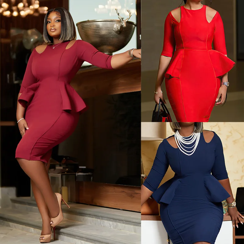 Summer elegant dresses 2023 lantern puff sleeve bodycon dress temperament official dresses for ladies