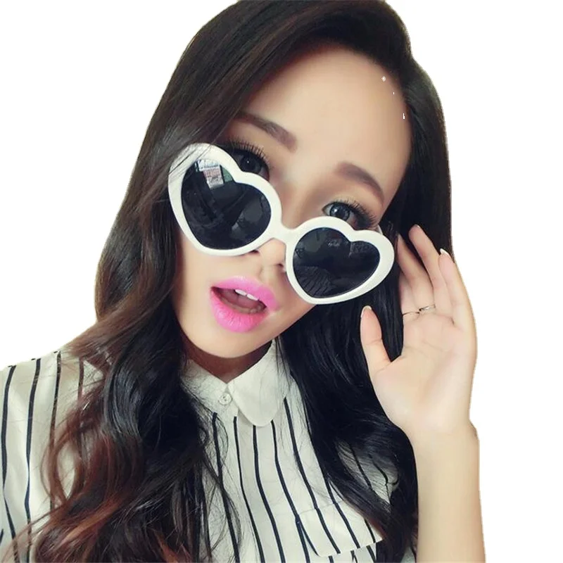 Fashion Vintage Glasses Female Color Film Sun Glasses Women Mirror Love Heart Shaped Sunglasses Women H750