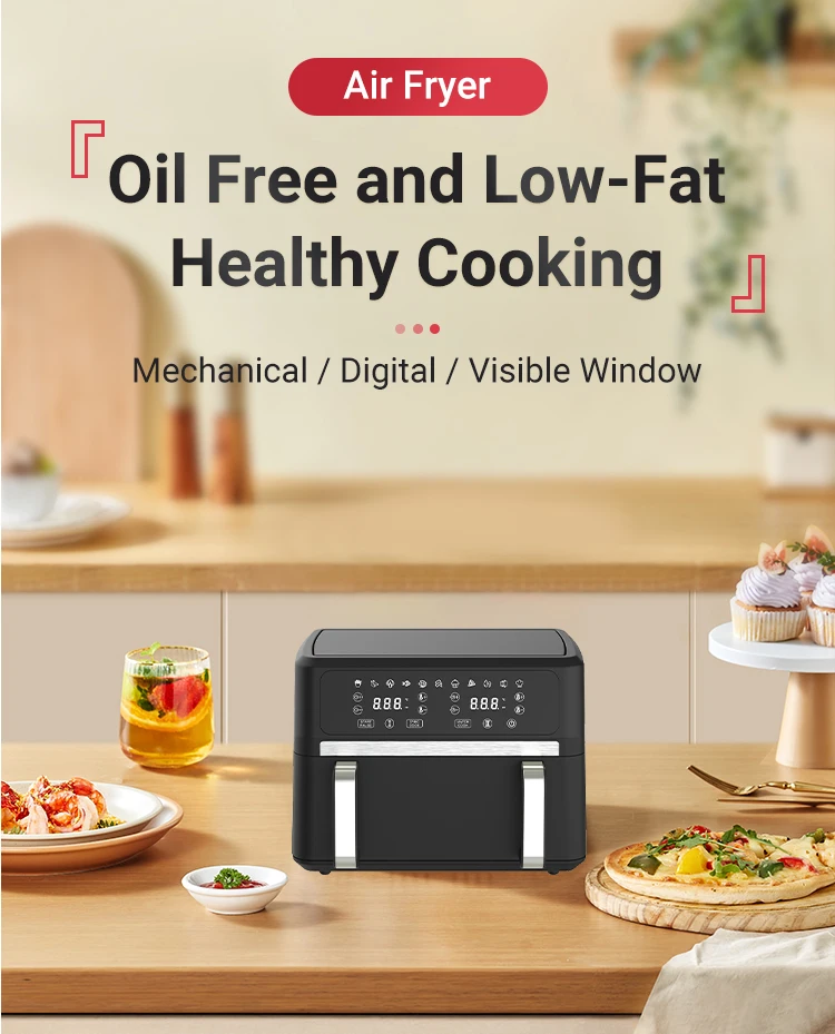 LED Display Temperature Sensor Square Basket Air Fryer Digital Multi Functional Large Capacity 9L Air Fryer For Cooking
