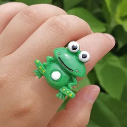 CLARMER European and American New Personality Simple Cartoon Resin Frog Ring Geometric Cute Acrylic Ring For Woman And Girls