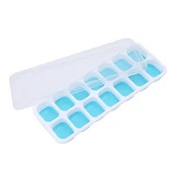 Ice Tray with Lid 4 Pack Reusable Silicone 14-Ice Trays Molds Easy-Release for Chilled Drinks Whiskey and Cocktails