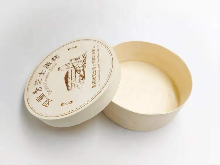 Custom Unfinished Round Soft Wood Birch Bark Handmade Cheese Cake Packaging Box For Gift