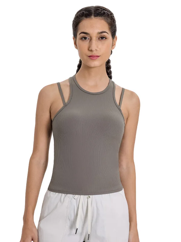 2022 Hot Sale Girls  Women  OEM For Gym Cute Tight Fitness Long FitnessYoga Tank Top Outwear Sports Vest