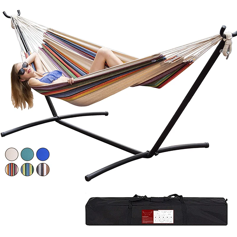 
Factory Wholesale 2 Person Heavy Duty Outside Double Cotton Hammock portable hammock with stand 