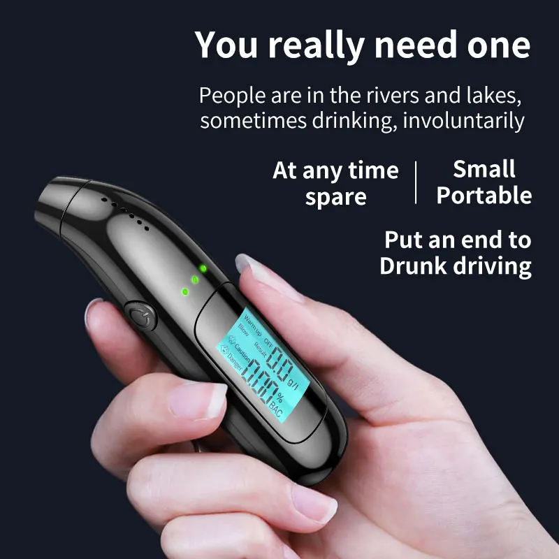 Accurate LCD digital display breath alcohol tester portable black white digital breathalyzer