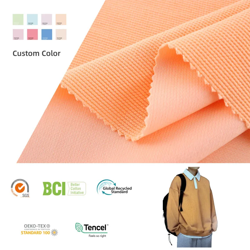 Knit Stretch 93 Polyester 7 Spandex Crinkle Striped Jacquard Seersucker Fabric for Garment