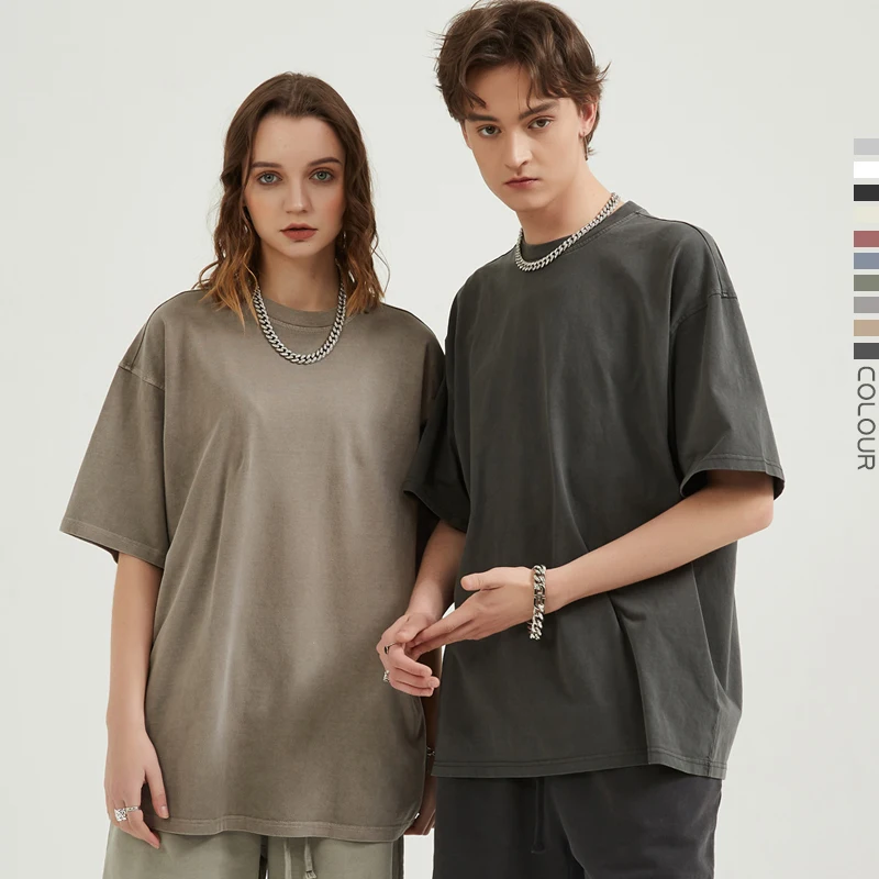 Plain basic 250 GSM 100% cotton unisex women mensfashion  streetwear t-shirt 2023 bulk custom your logo clothing t shirt