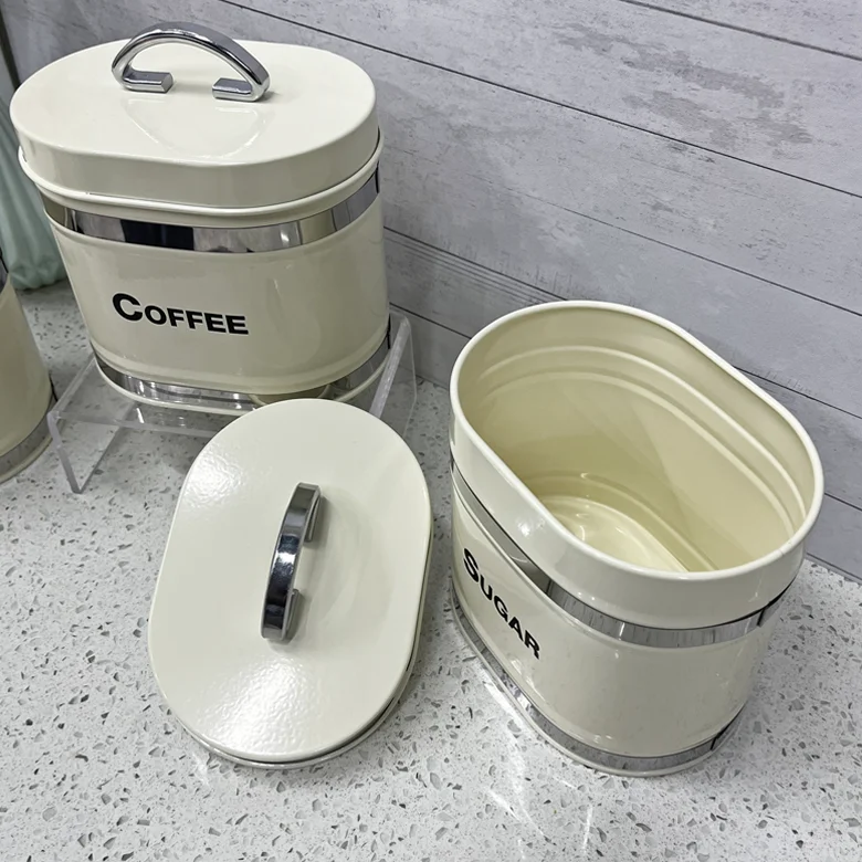 Bread Box for Kitchen Countertop Canisters Set of 3 - Coffee Tea Sugar Container Set (Bread Box & Canisters)