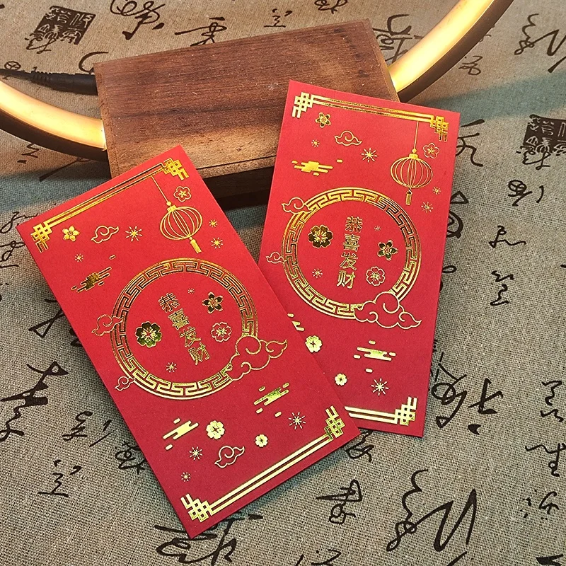 Factory Custom Print Red Packet Wedding gift Chinese Red Envelope for kid Traditional Money Envelope With Gold Foil Design