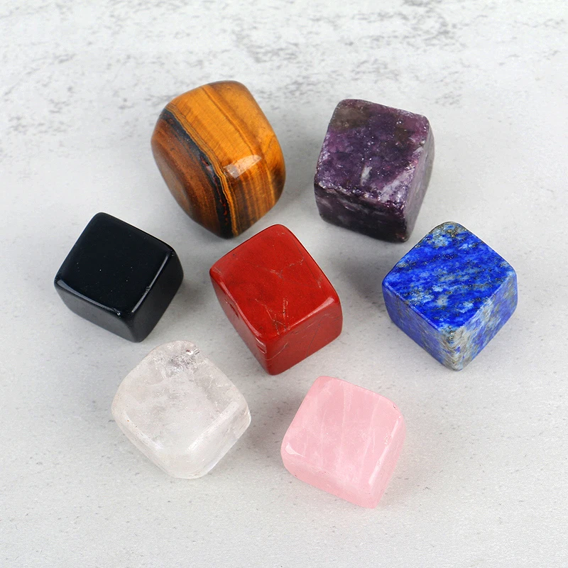New Arrival Gemstone  fengshui Crystal Polished Tumbled wine coffee ice set Cube Stone
