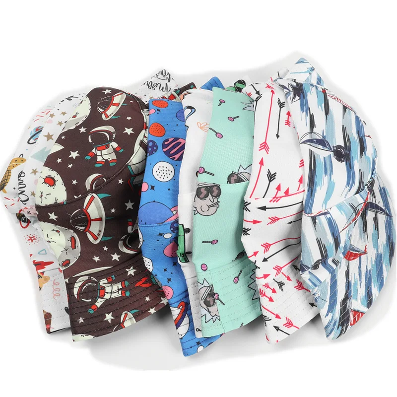 New space science fiction series pattern double-sided fisherman hat unisex Bucket Hat