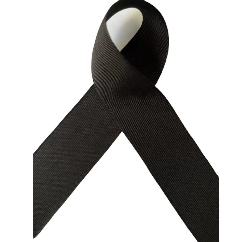 Manufacture wholesale 38 mm Black Soft Grosgrain Rayon Cotton Ribbon with woven straight edges on sides for Hat and garment