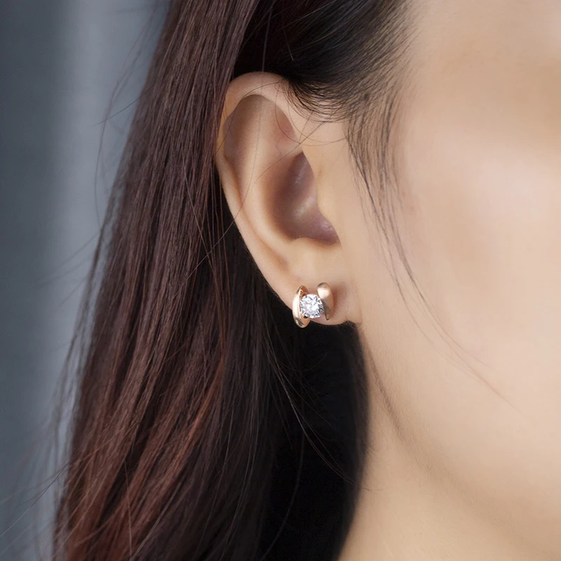 Messi Jewelry MSR-680 14K Rose Gold IGI 1 CTW  Lab Diamond Ear Studs with Satin Finish