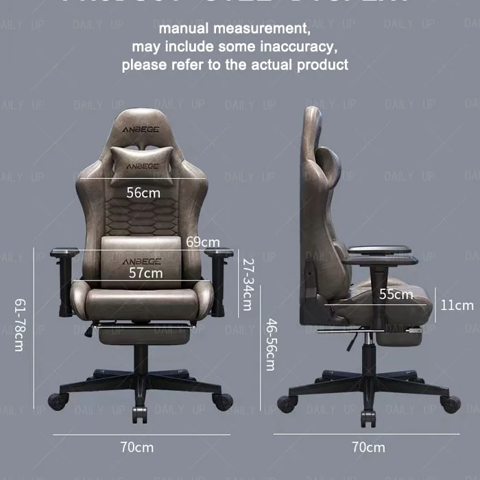 Luxury Faux Leather Gaming Chair With Headrest Footrest Ergonomic Office Computer Chair Swivel Adjustable Recliner Racing Chair