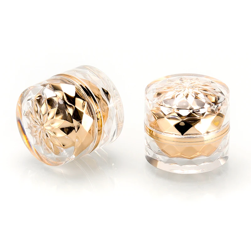 Golden rhombus pattern transparent acrylic shell cosmetic cream jar skin care product packaging jar in stock