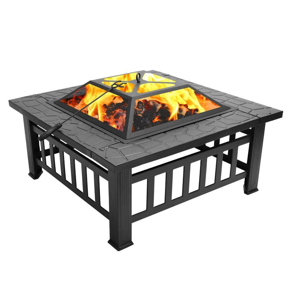 32 Inch 3 in 1 Steel Large Wood Charcoal Burning Fire Pit Table Outdoor BBQ Grill