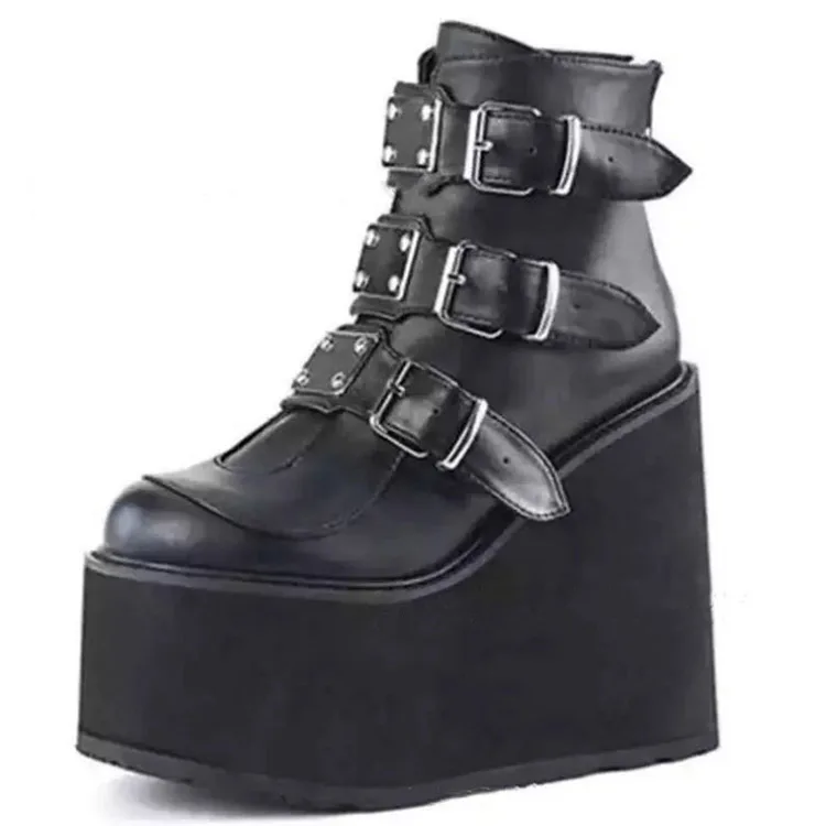 2021 new design leather platform shoes winter fashion non-slip girl boots