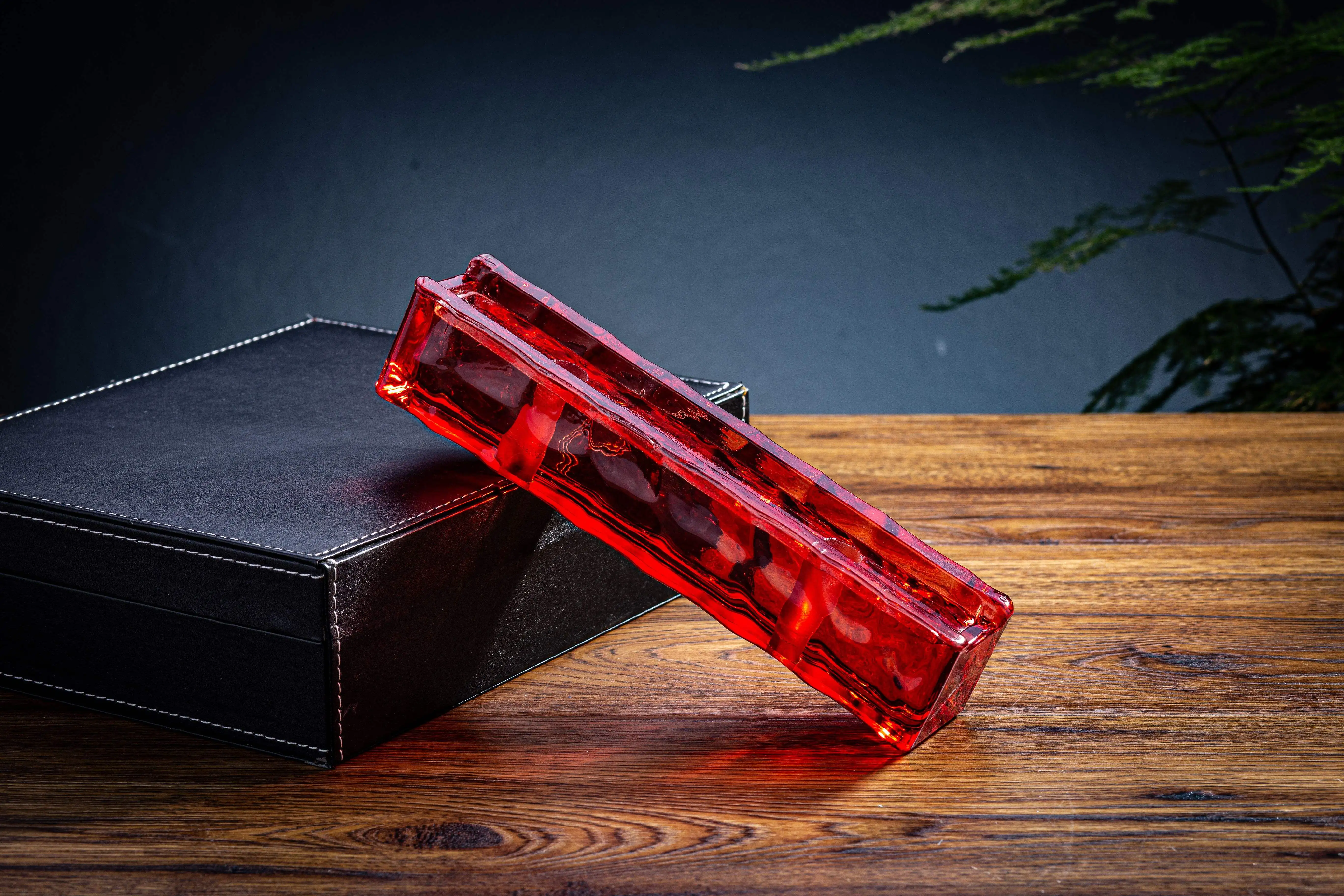 JYG 240x50x50mm Rectangular solid crystal glass brick with two holes for bar building decorative