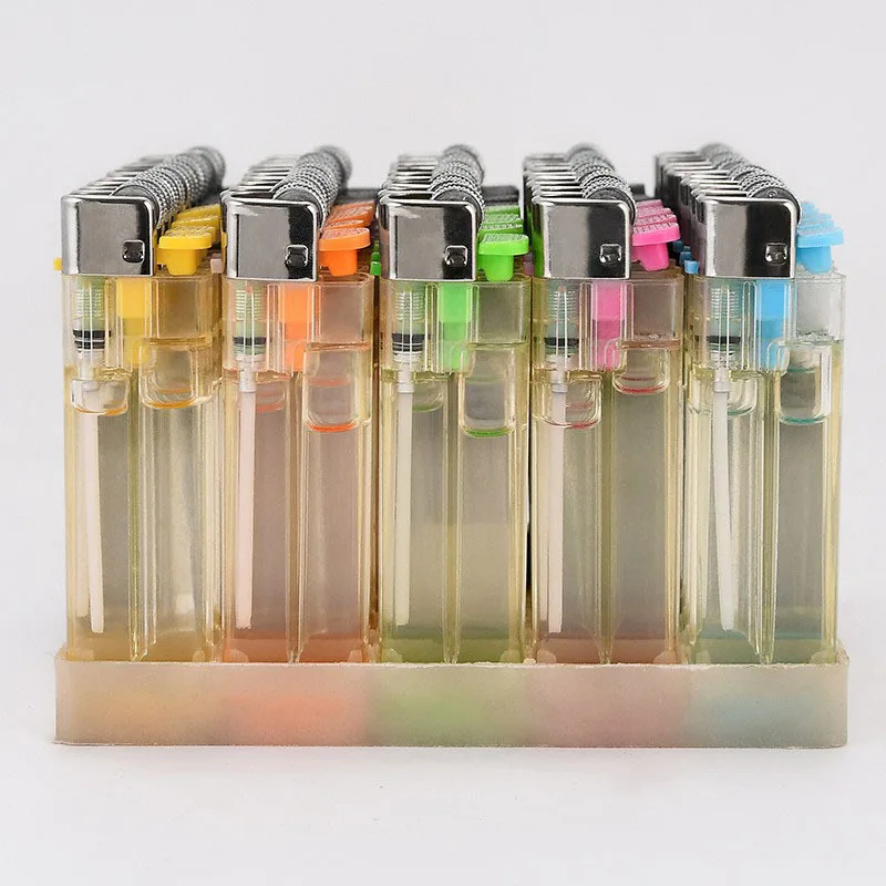 Disposable transparent grinding wheel lighter ordinary household transparent open flame windproof lighter