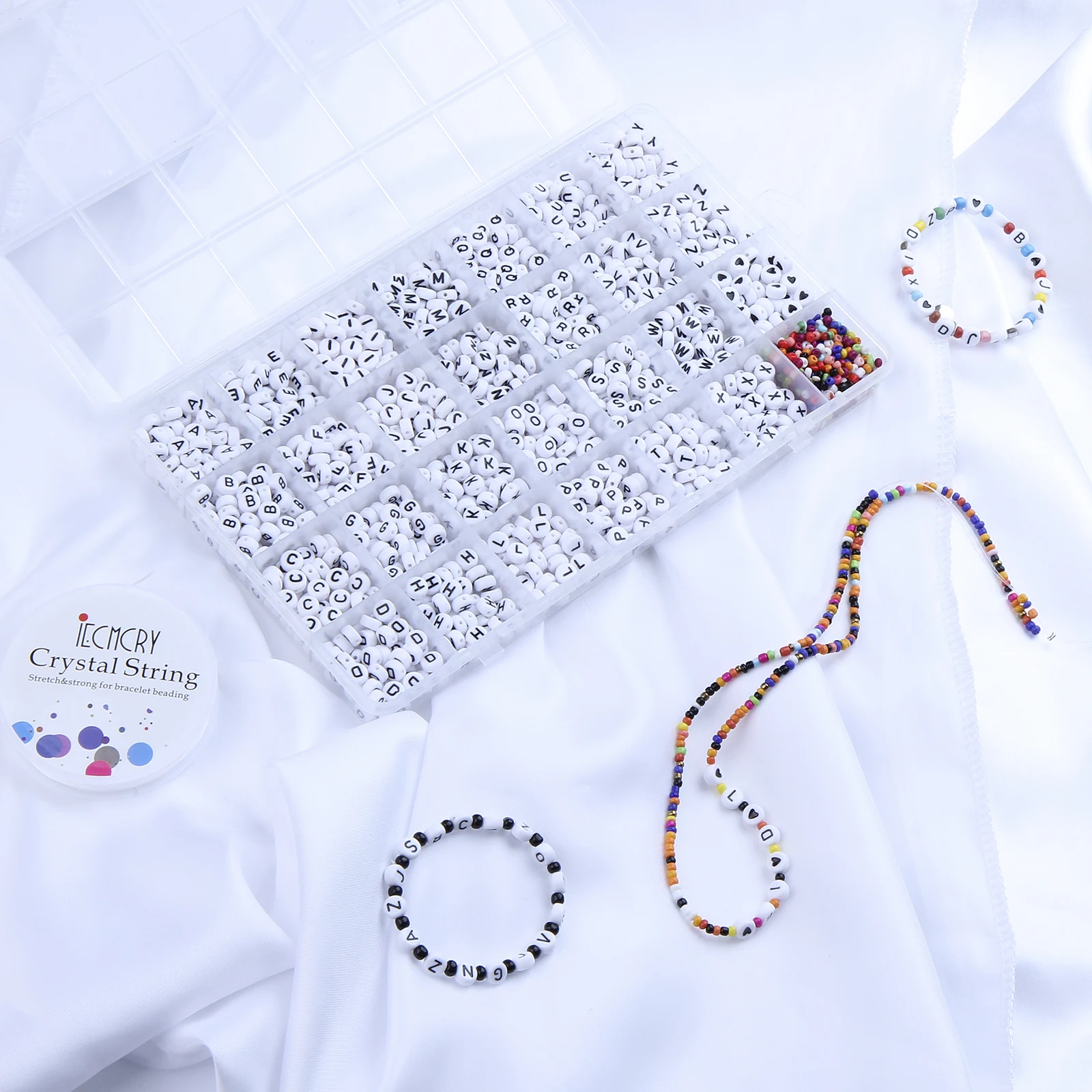 
Acrylic Round 26 English Letter Beads Hand Beaded Combination Set DIY Bracelet Necklace Jewelry Accessories 