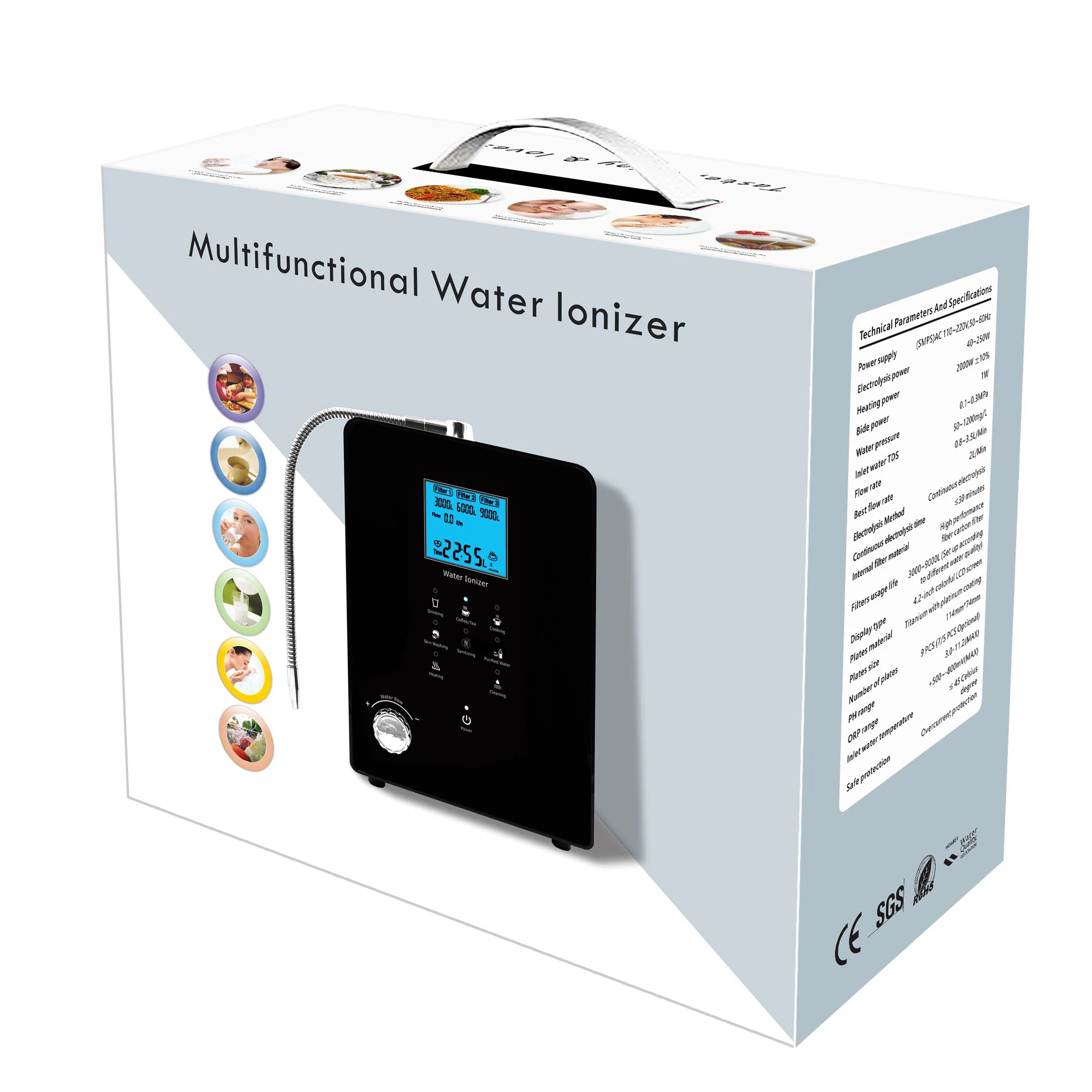Commercial Multi-Functional Alkaline Water Ionizer 9-Plate Titanium 939 Hydrogen Water Generator Machine Premium Water Filter