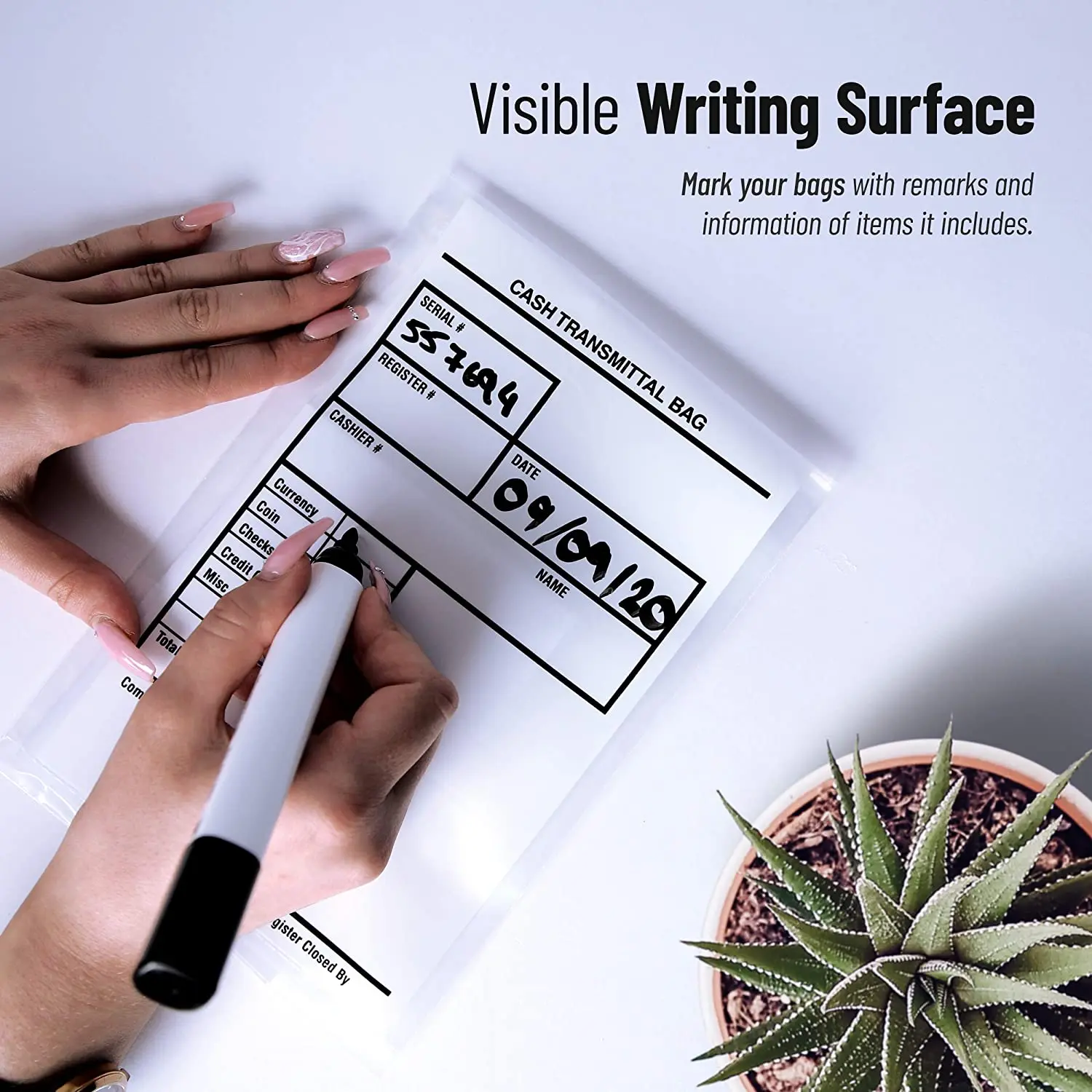 Bank Deposit Bags Extra Strength Tamper Evident Deposit Bags- Self Adhesive Seal Clear Plastic Poly Transmittal Bags