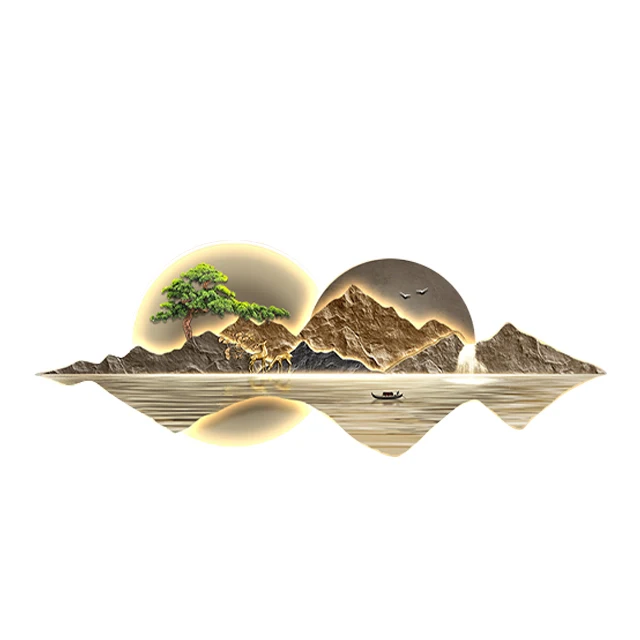 Modern living room decorative painting landscape mural with light diamond painting laser engraving crystal porcelain painting