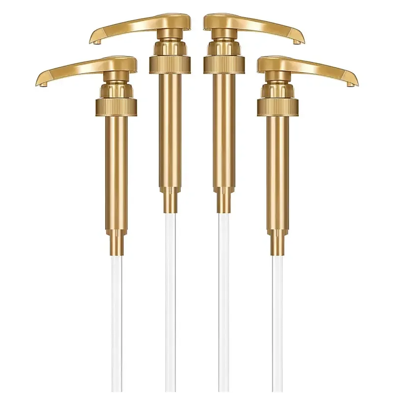Professional Reusable 28/400 28mm Golden Black Plastic Treatment Dispenser Bottle Pump For Coffee Syrup Jam Sauce