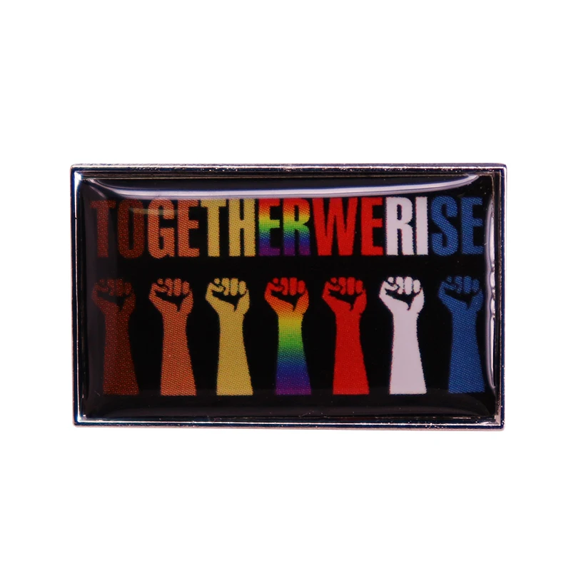 Together We Rise Unity Design Enamel Pin Black Lives Matter BLM Badge Brooch