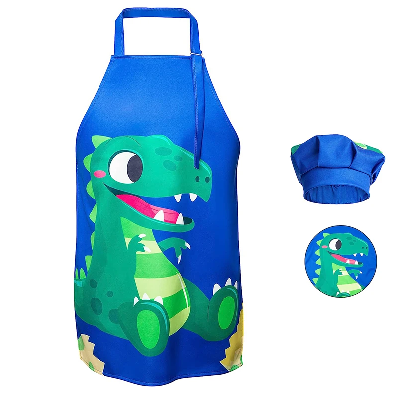 custom dinosaur children chef uniform suit career day cook costume set kids apron and chef hat set