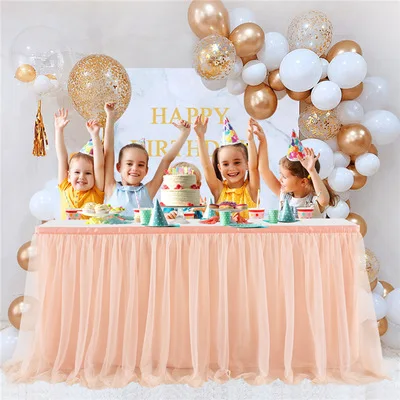  Decorative Banquet Birthday Buffet Tulle Square Table Skirts for Wedding Event