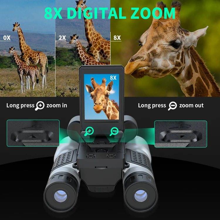 Rechargeable 8X Zoom Night Vision Binocular Camera 1080p Dual Tube Daytime Telescope 300M